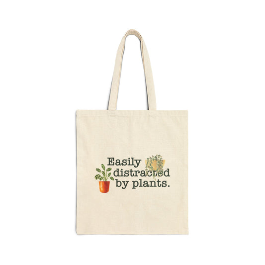 Easily Distracted by Plants Tote Bag, Plant Lover Canvas Bag, Plant Themed Gift