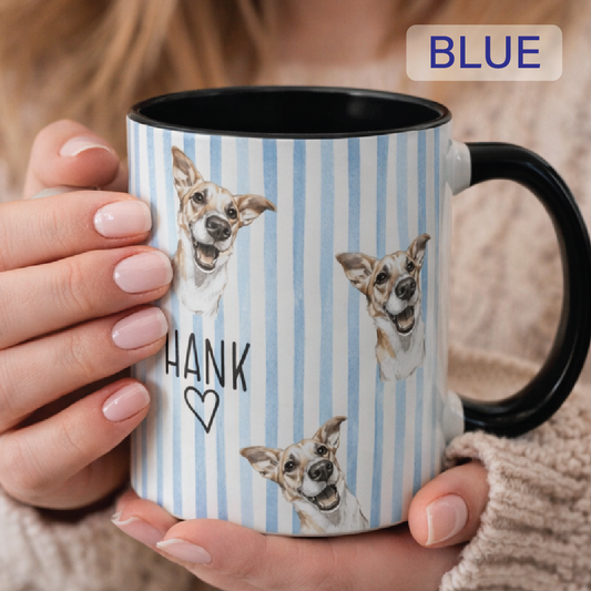 Custom Pet Striped Mug, Made LIVE, Personalized Pet Art Mug .s1