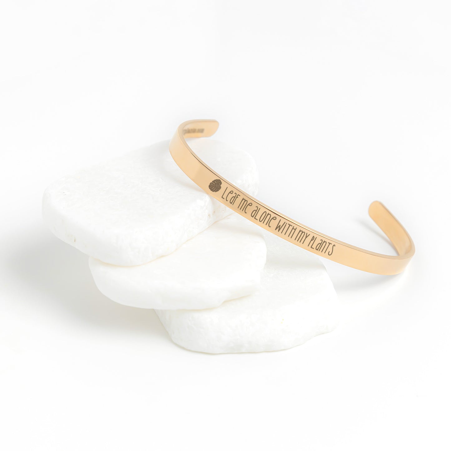 Leaf Me Alone with My Plants Funny Pun Bracelet, Plant Lover Jewelry