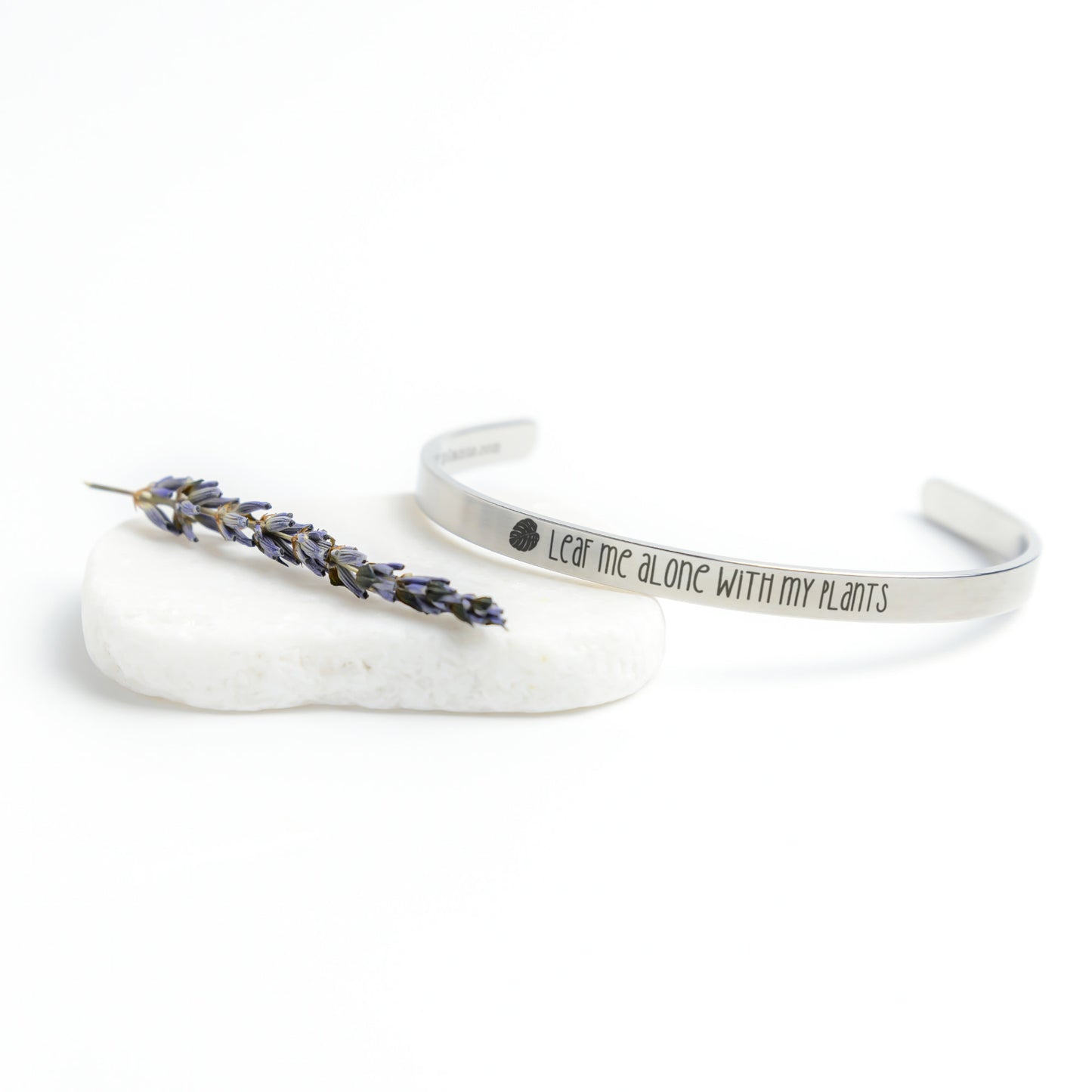 Leaf Me Alone with My Plants Funny Pun Bracelet, Plant Lover Jewelry