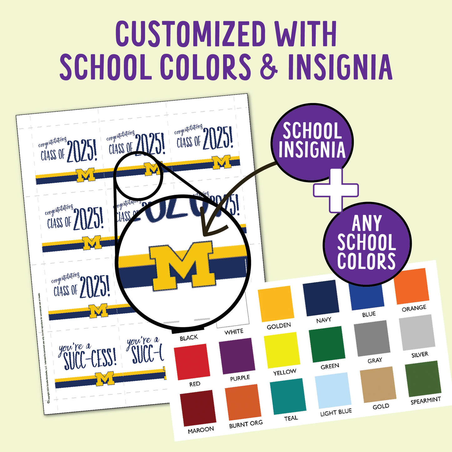 Custom Grad Party Favors, Any School, Plant Puns, Wraps & Tags (plants not included)