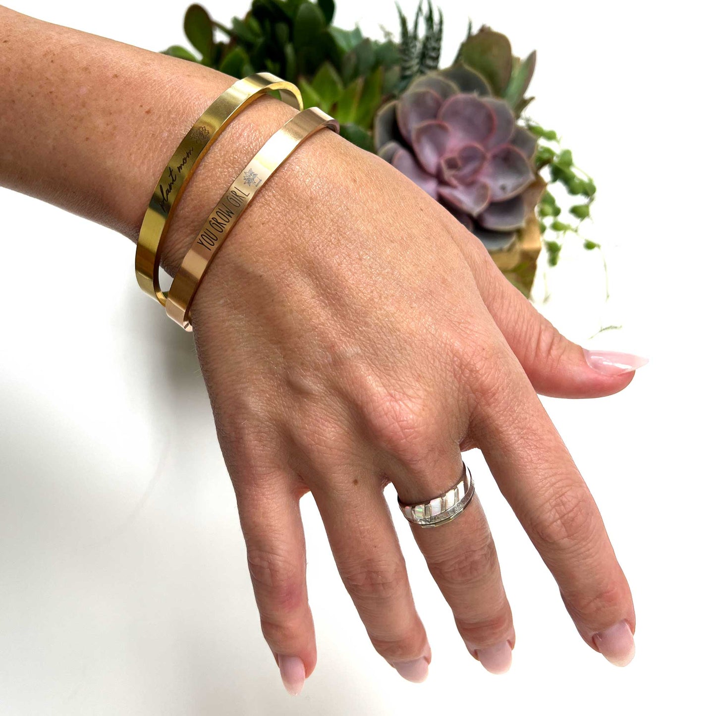 Plants are My Vibe Boho Bracelet, Plant Lover Cuff, Hipster Plant Bracelet