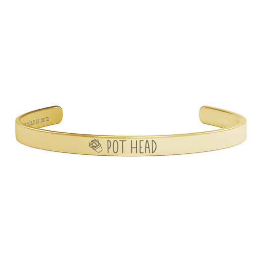 Pot Head Funny Bracelet, Plant Pun Cuff Bracelet, Plant Lover Gift