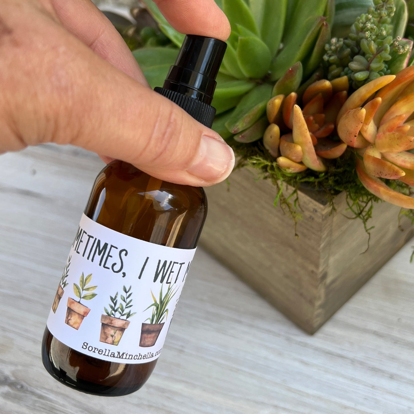 Spray Bottle, Glass Amber 2 oz, for Misting Plants, Funny, I Wet My Plants