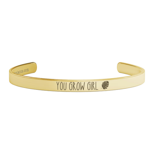 You Grow Girl Monstera Bracelet, Plant Pun Bracelet, Plant Lover Boss Babe Gift