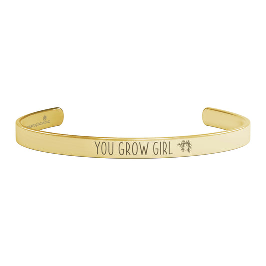 You Grow Girl Plant Pun Bracelet with Potted Plant Icons, Plant Pun Bracelet, Plant Lover Gift