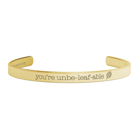 You're Unbe-leaf-able Word Bracelet, Plant Pun Bracelet, Funny Plant Lover Gift