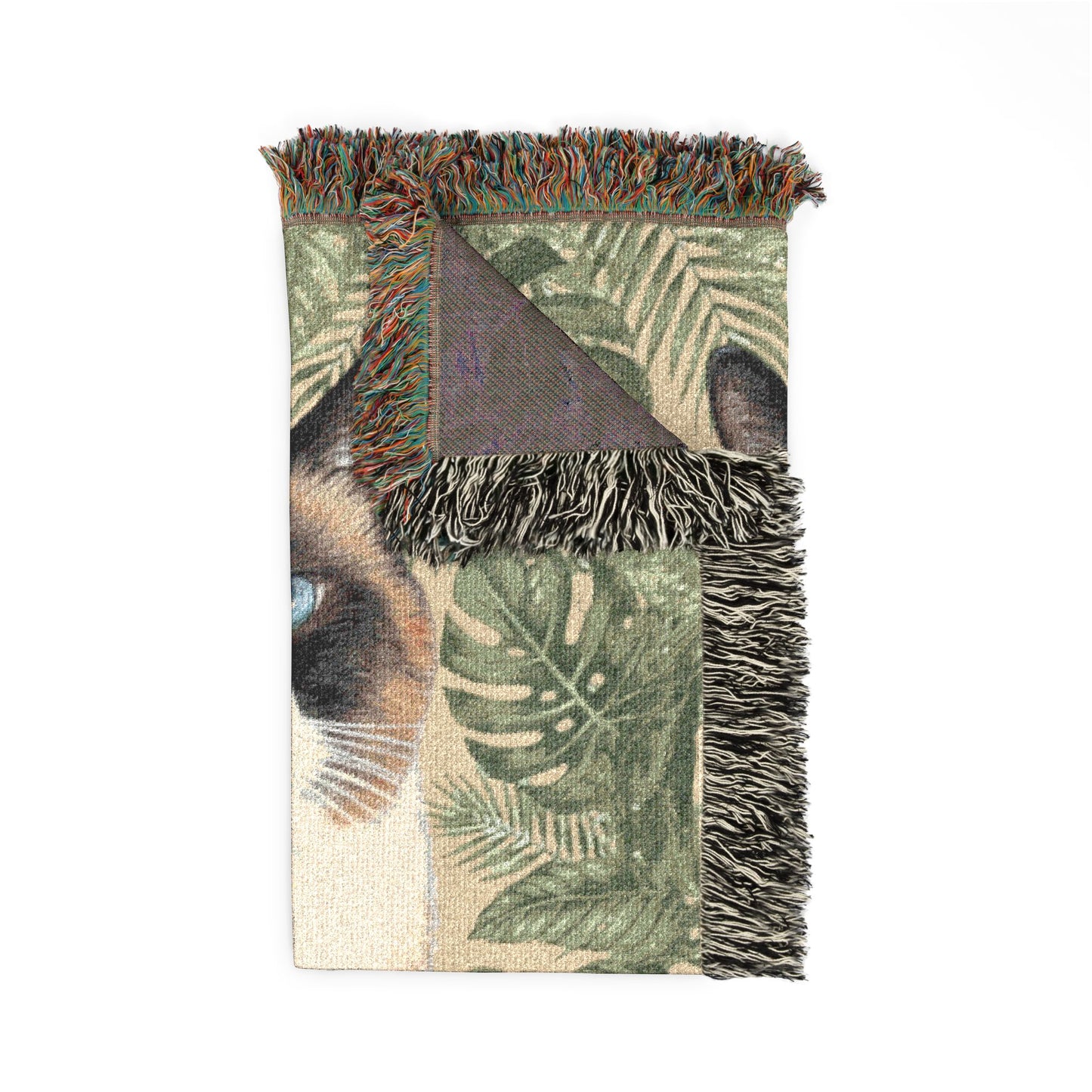 Custom Pet Blanket with Tropical Plants, Woven Blanket Personalized with Dog or Cat