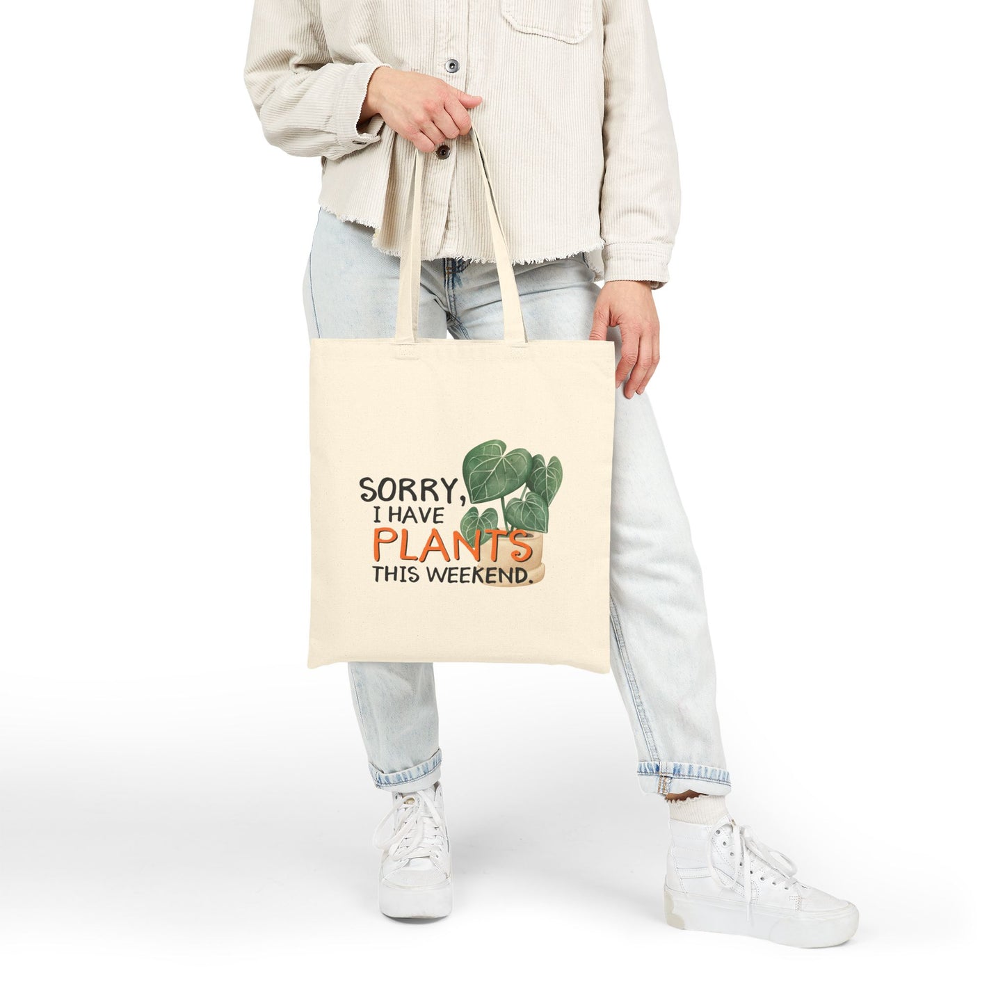 Plant Lover's Cotton Canvas Tote Bag, Eco-Friendly Shopping Bag, Gift for Gardeners, Weekend Errands, Green Thumbs