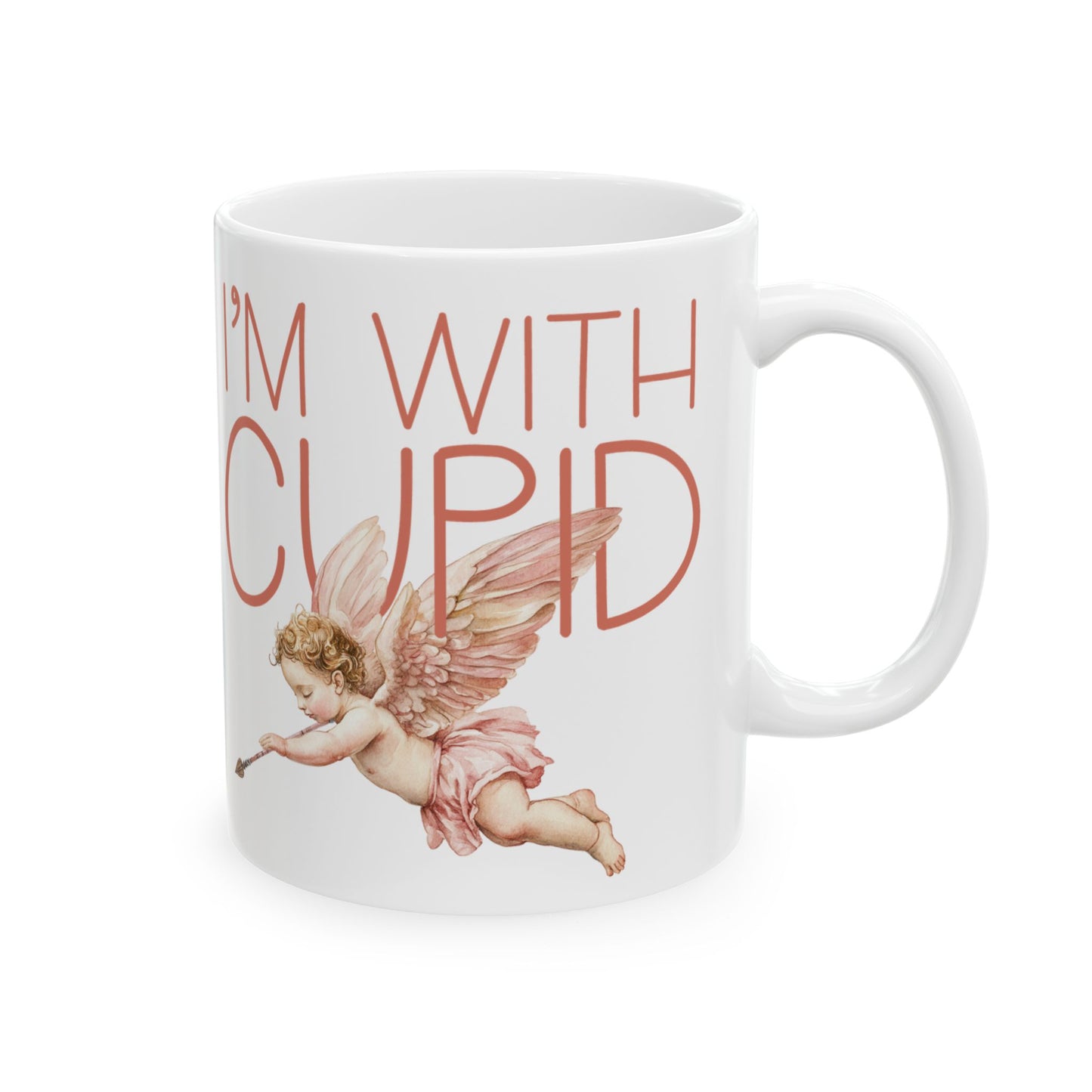 I'm With Cupid Mug, Angel Valentine's Day Coffee Mug