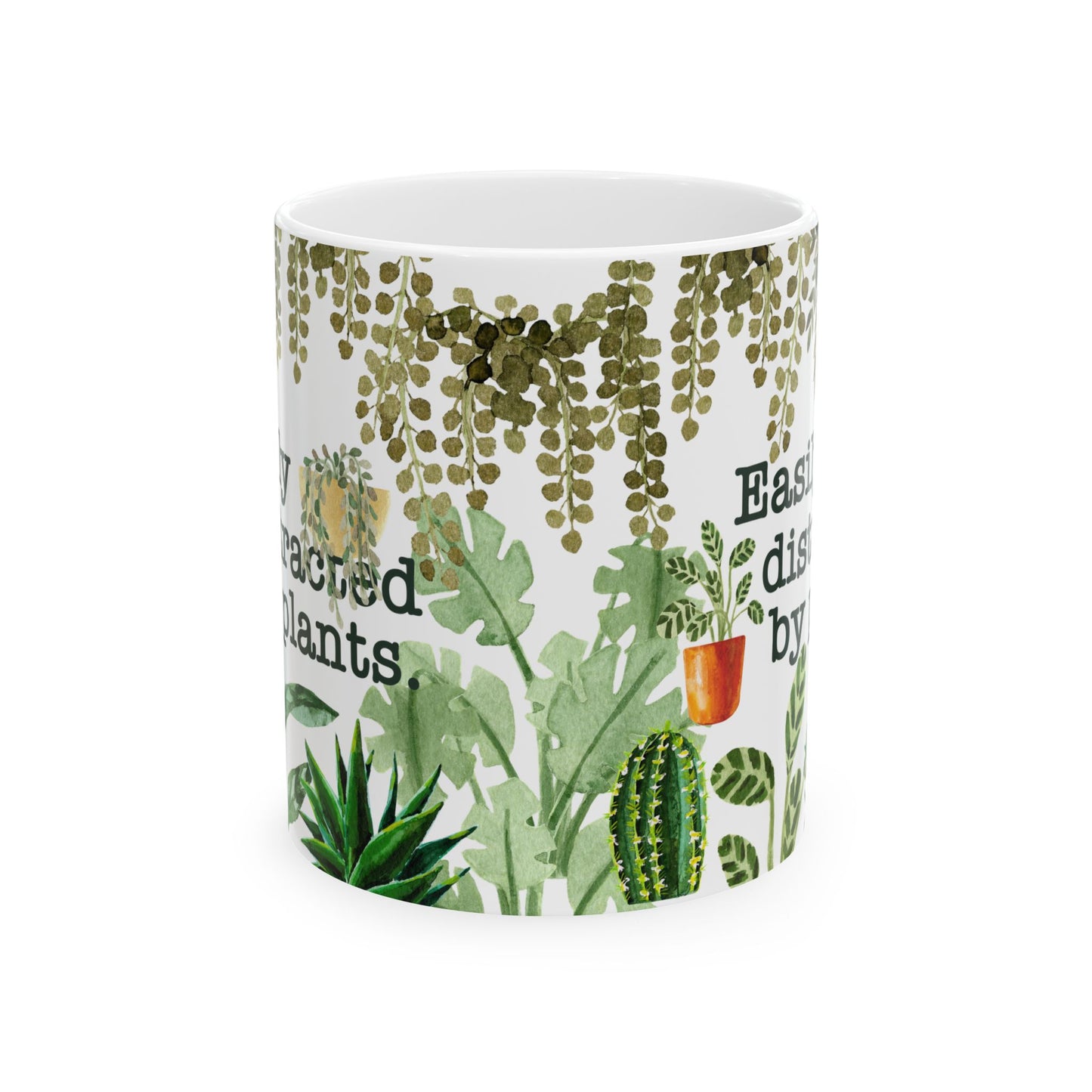 Easily Distracted by Plants Ceramic Mug, Plant Lovers Mug, Houseplant Theme Coffee Mug