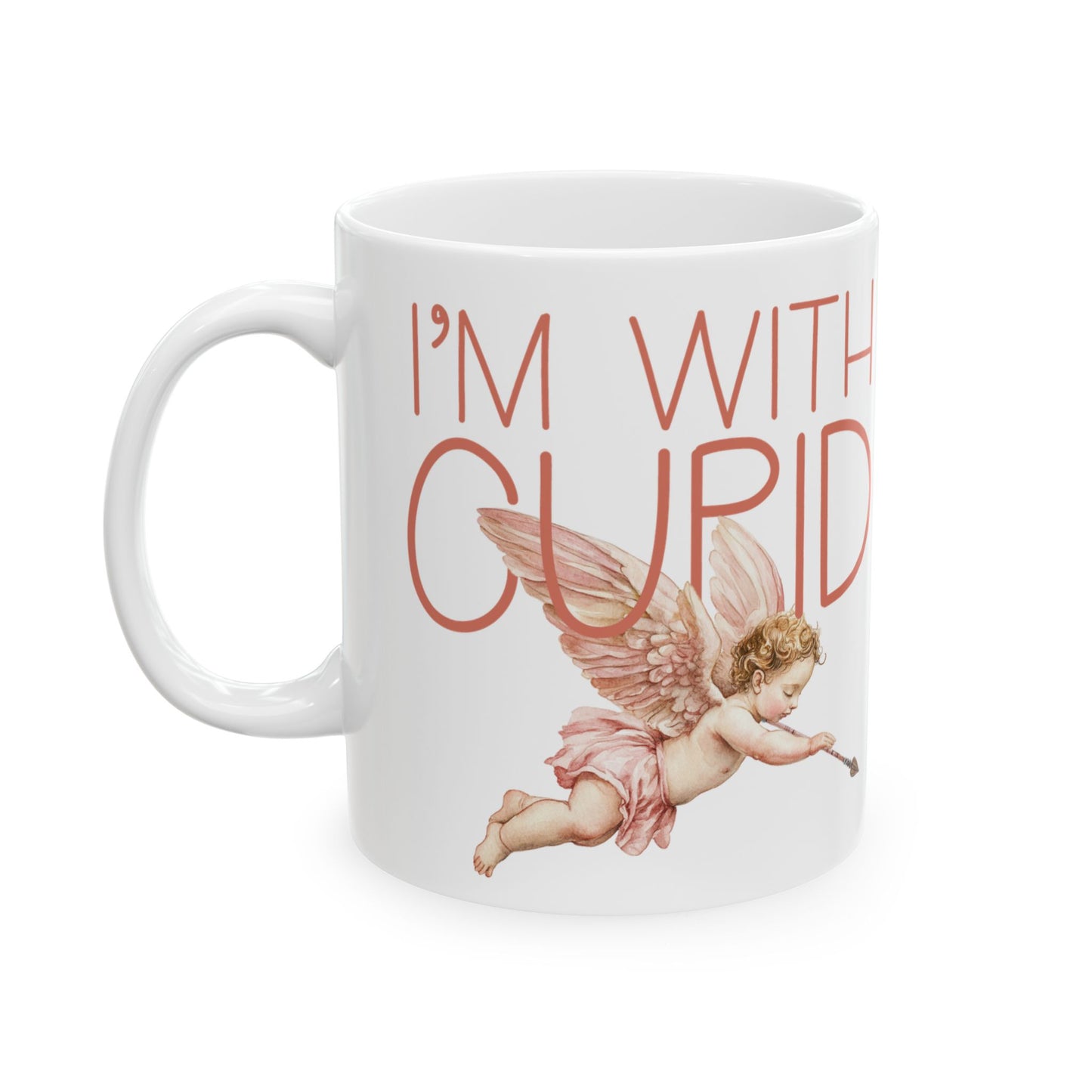 I'm With Cupid Mug, Angel Valentine's Day Coffee Mug