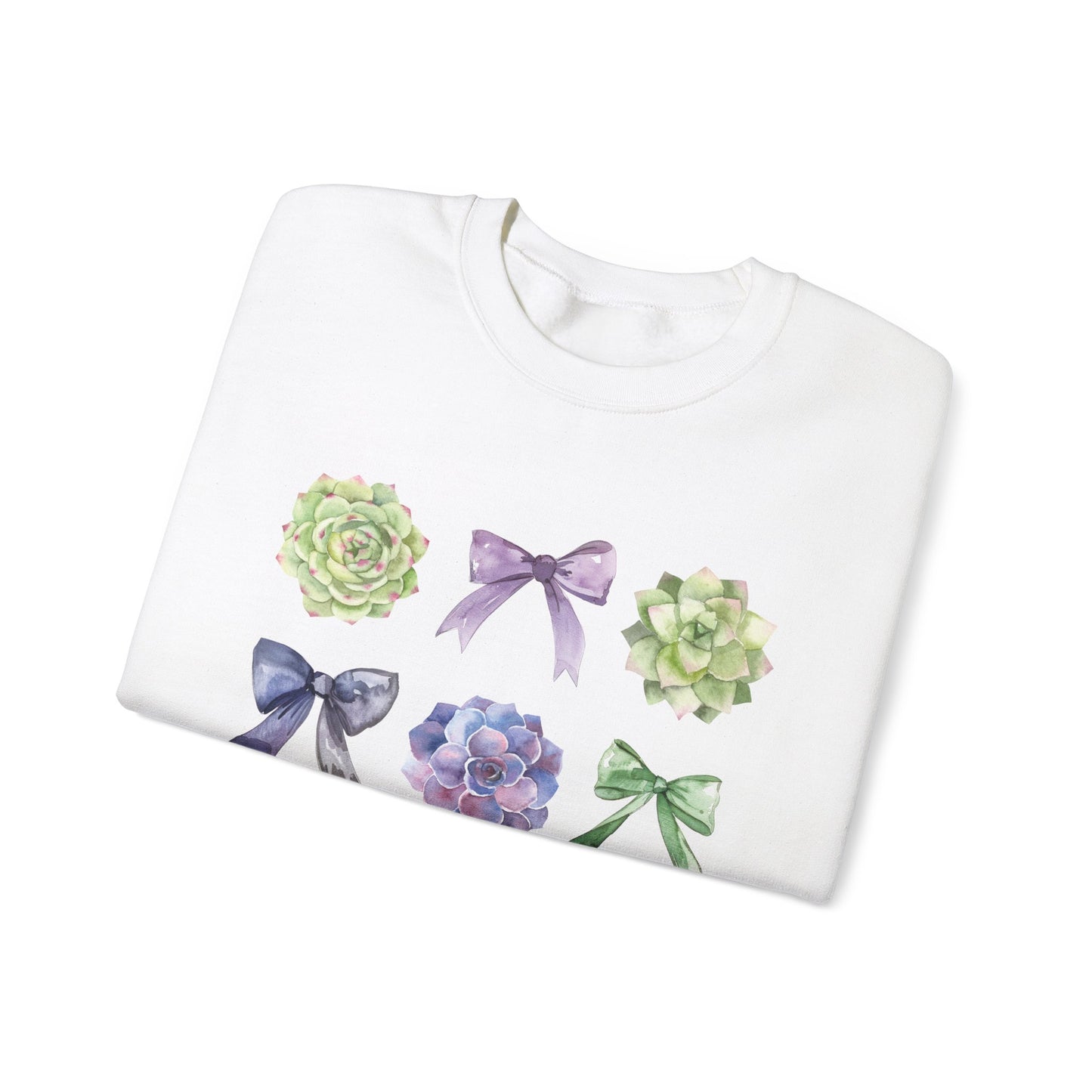 Succulent Coquette Bows Cozy Sweatshirt, Succulent Lover, Plant Lover Gift