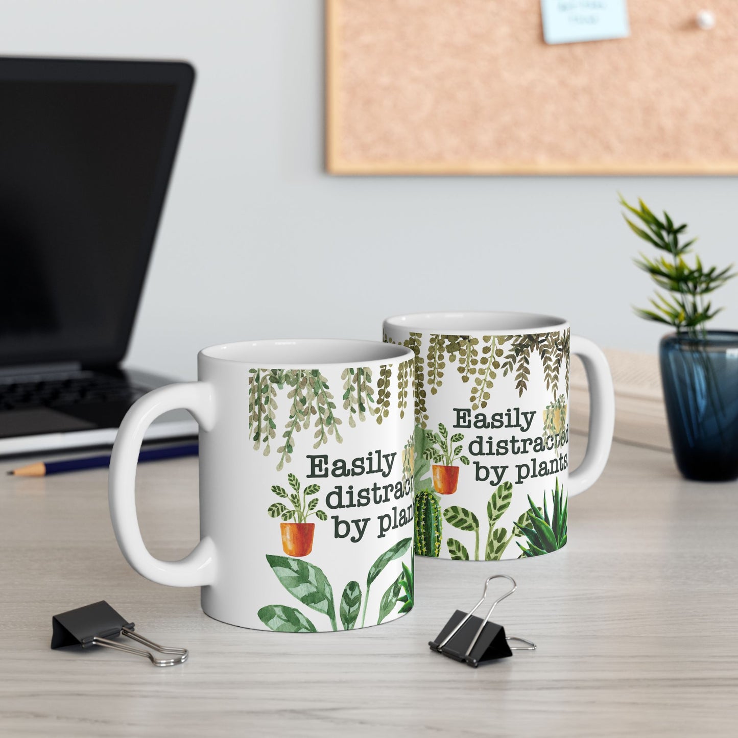 Easily Distracted by Plants Ceramic Mug, Plant Lovers Mug, Houseplant Theme Coffee Mug
