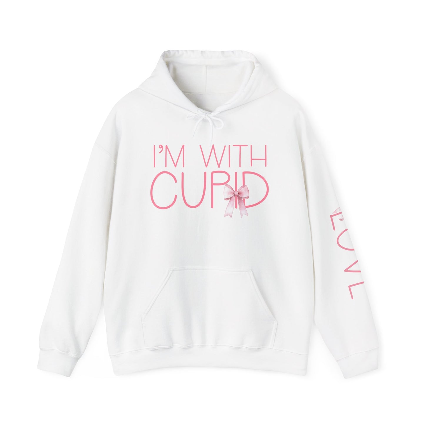 Valentine's Day I'm With Cupid Coquette Bow Hoodie Sweatshirt