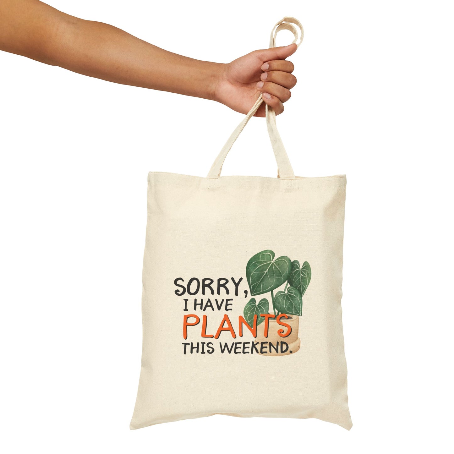 Plant Lover's Cotton Canvas Tote Bag, Eco-Friendly Shopping Bag, Gift for Gardeners, Weekend Errands, Green Thumbs