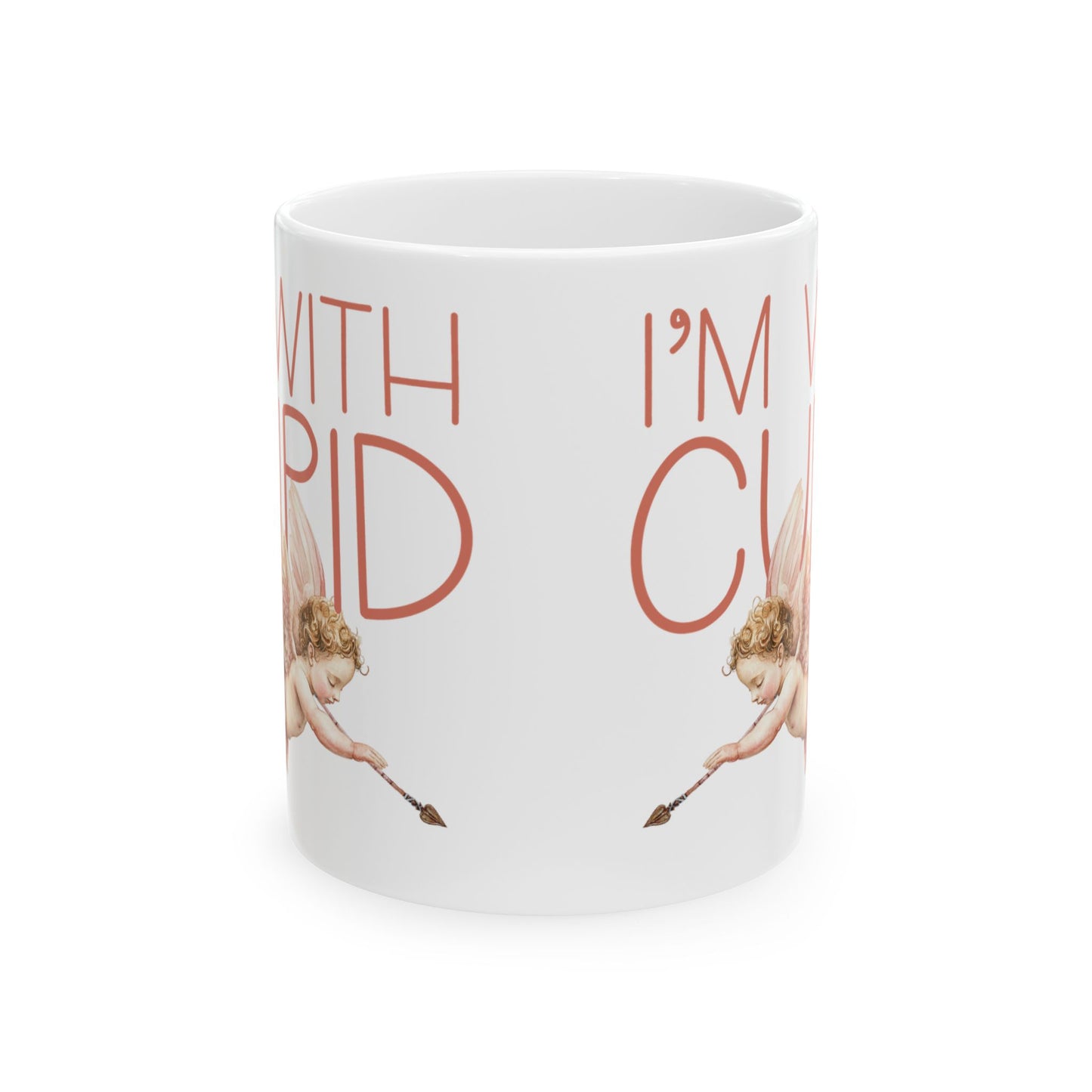 I'm With Cupid Mug, Angel Valentine's Day Coffee Mug