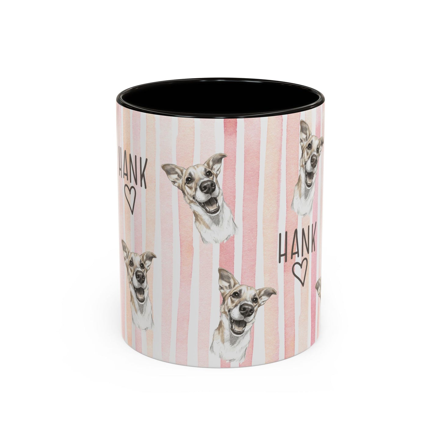 Cute Custom Pet Striped Mug, Pink Stripes, Personalized Pet Mug