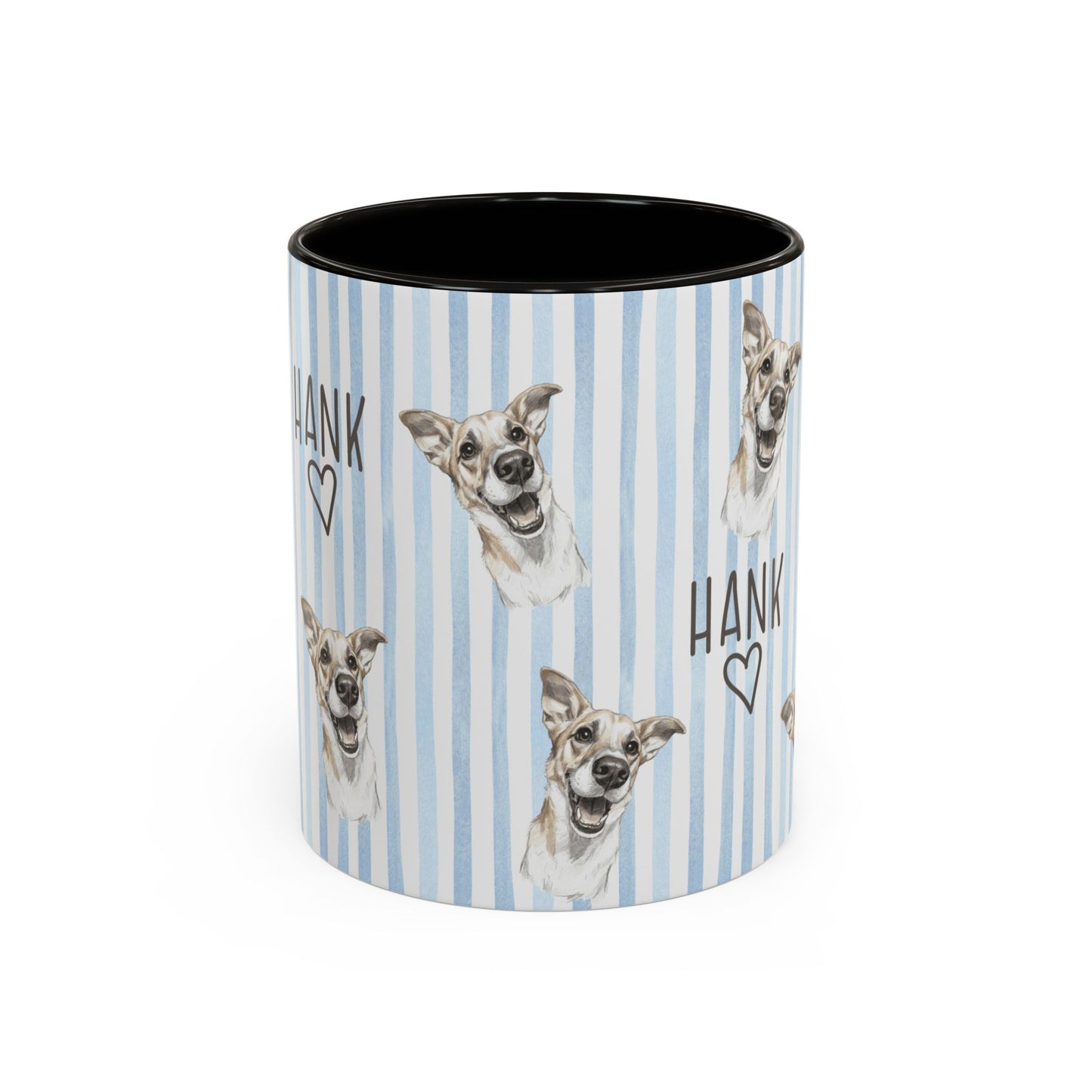 Cute Custom Pet Striped Mug, Blue Stripes, Personalized Pet Mug