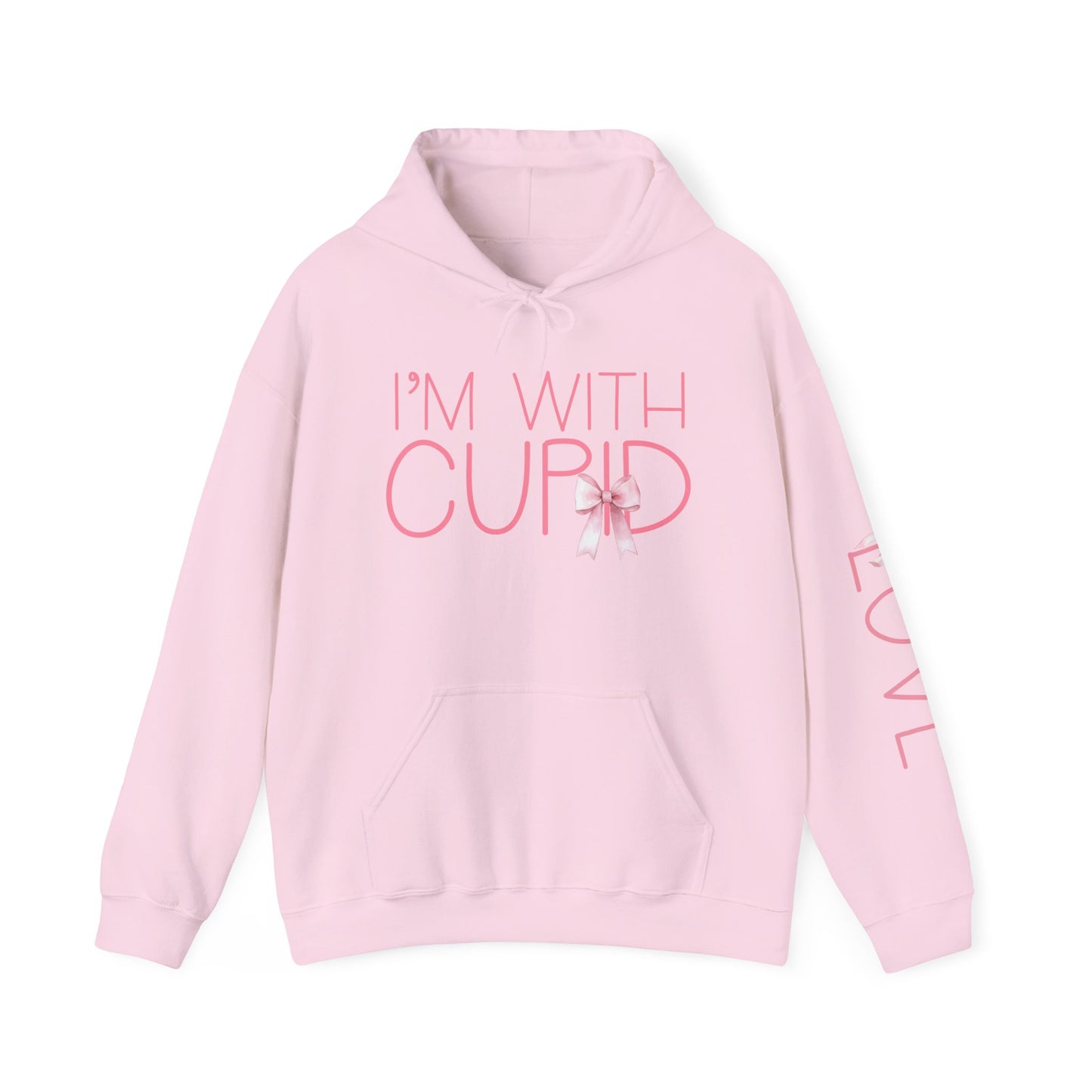 Valentine's Day I'm With Cupid Coquette Bow Hoodie Sweatshirt