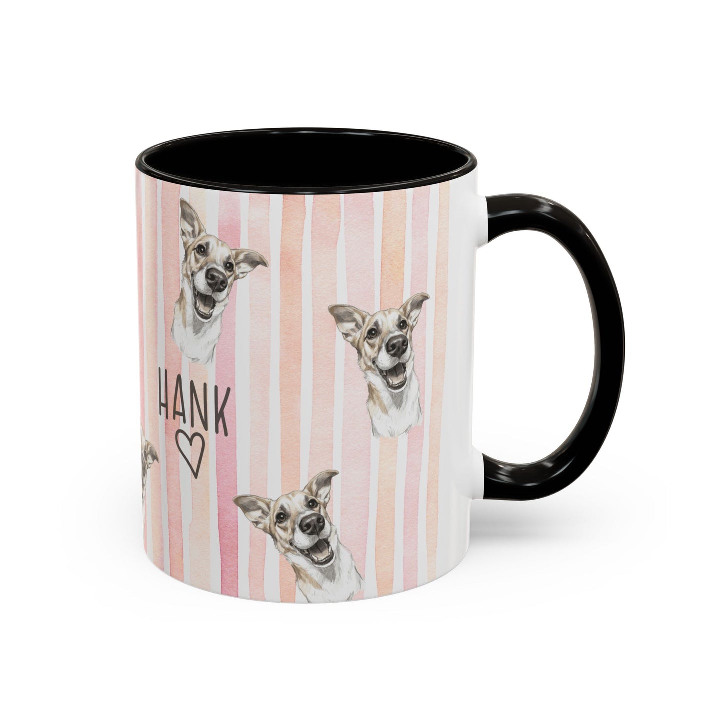 Cute Custom Pet Striped Mug, Pink Stripes, Personalized Pet Mug