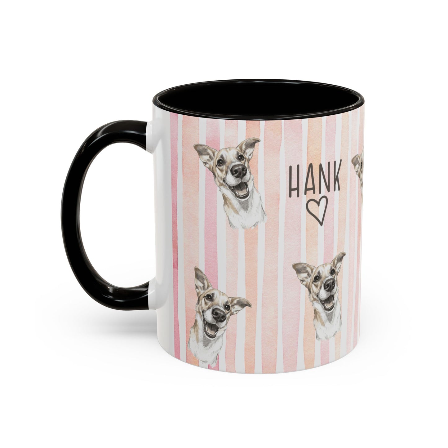 Cute Custom Pet Striped Mug, Pink Stripes, Personalized Pet Mug