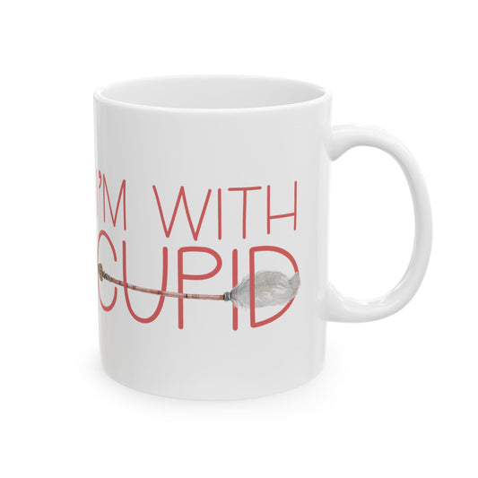 I'm With Cupid Valentine's Day Mug, Cupid's Arrow Coffee Mug