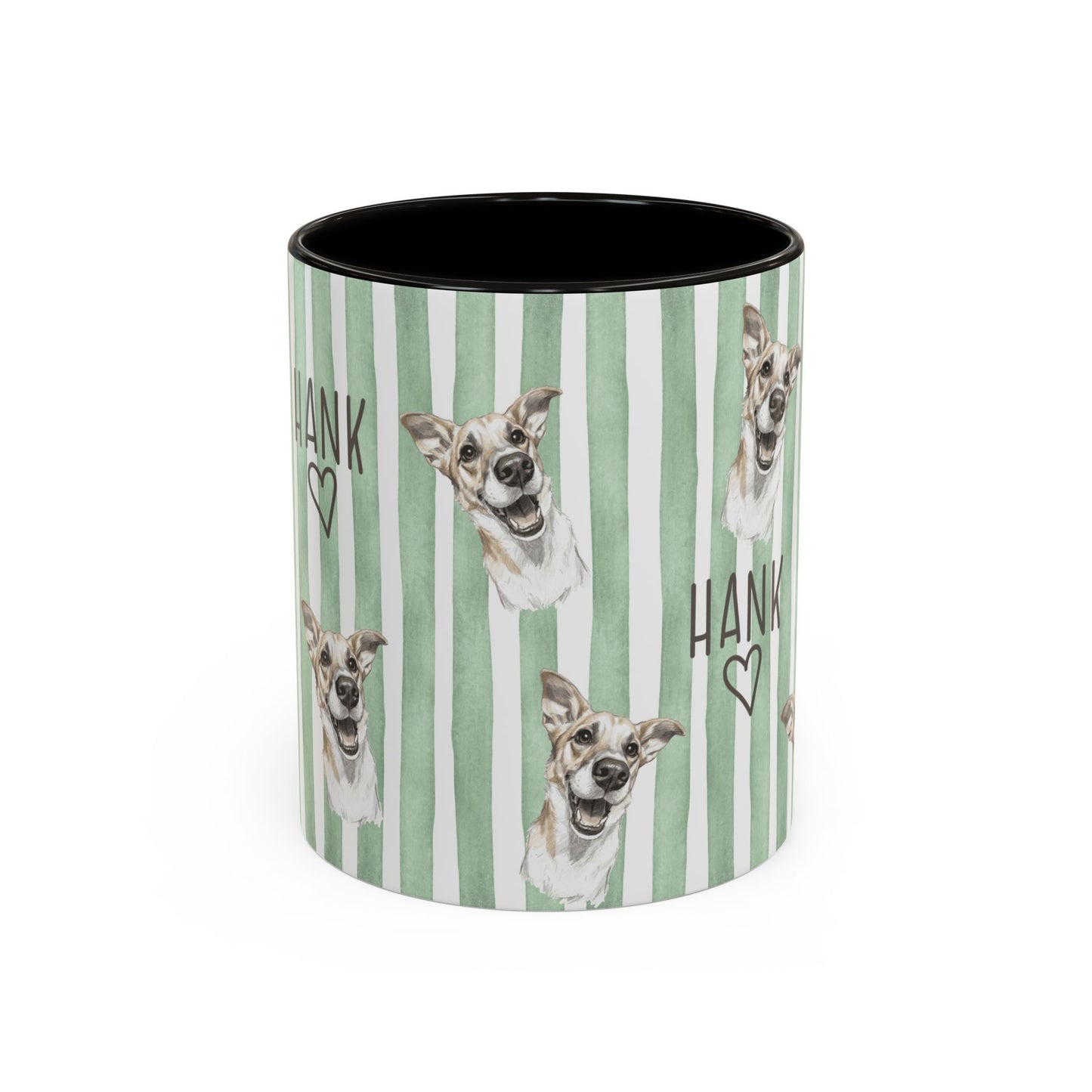 Cute Custom Pet Striped Mug, Green Stripes, Personalized Pet Mug