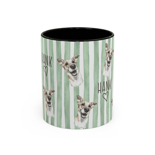 Cute Custom Pet Striped Mug, Green Stripes, Personalized Pet Mug