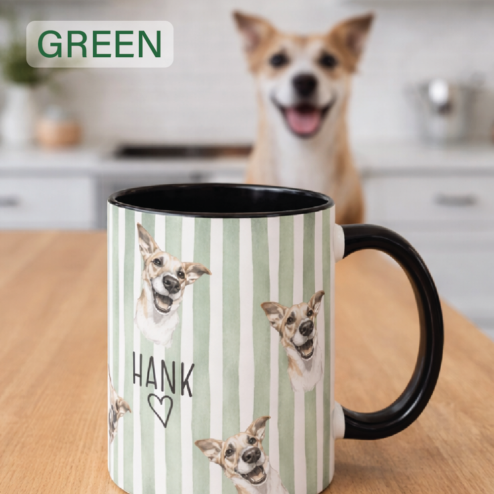 Custom Pet Striped Mug, Personalized Pet Art Mug [S2]