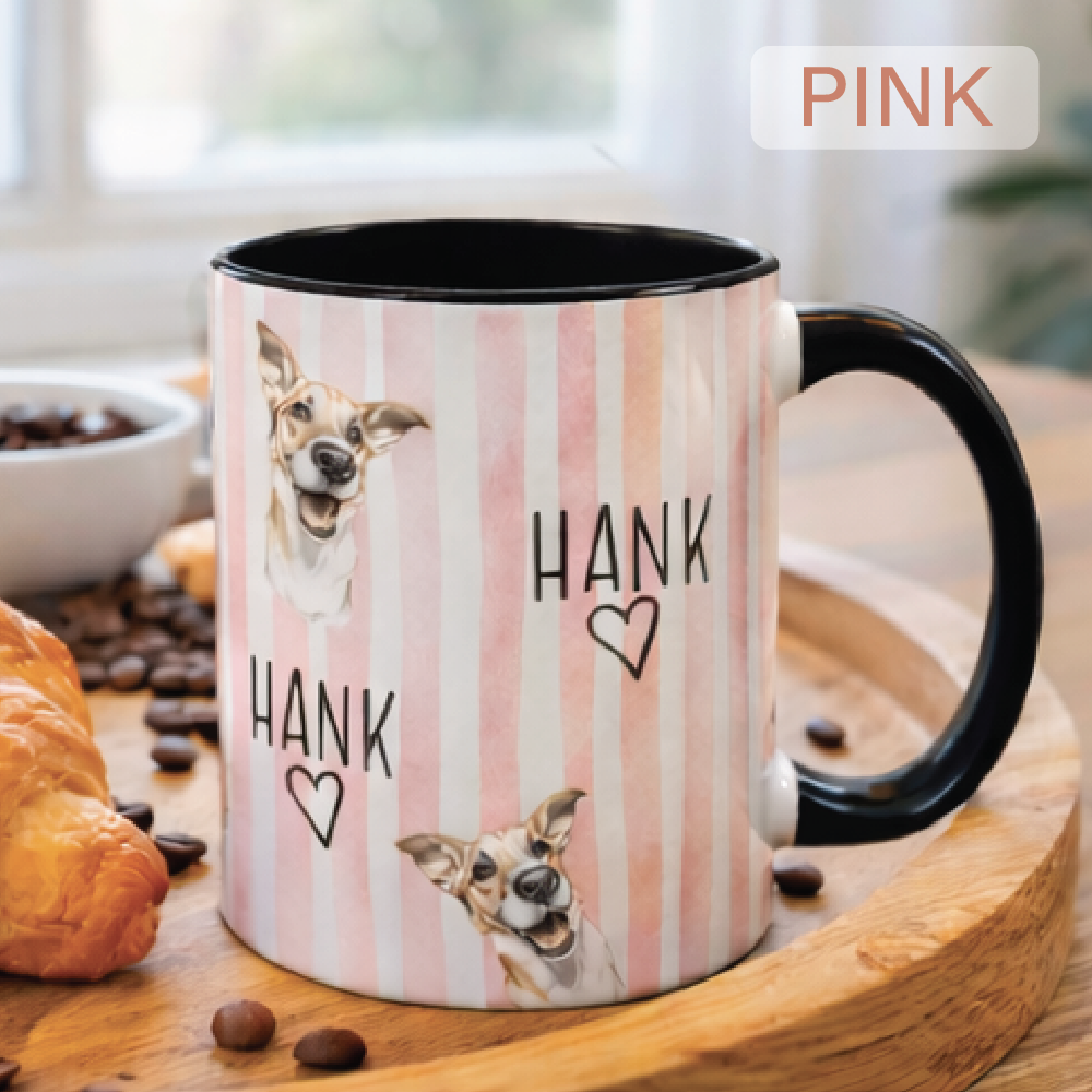 Custom Pet Striped Mug, Personalized Pet Art Mug [S2]