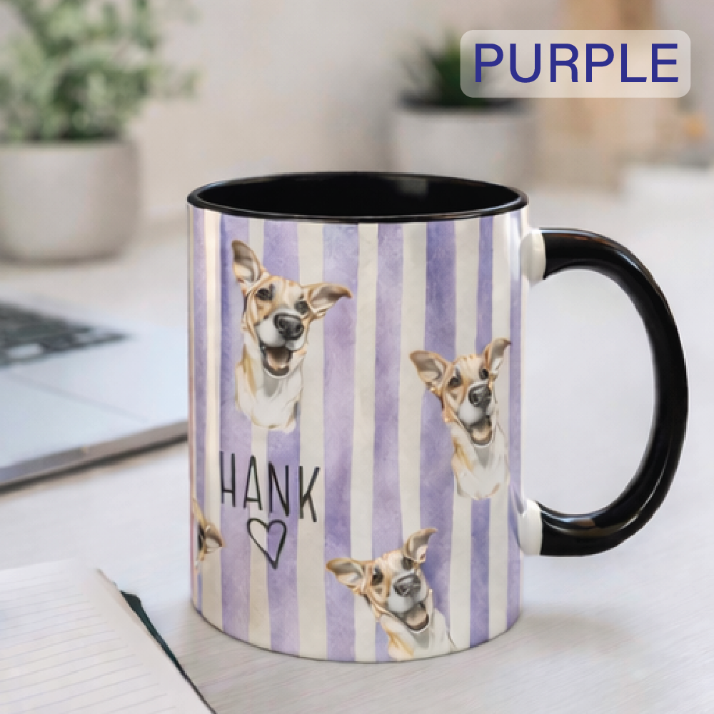 Custom Pet Striped Mug, Personalized Pet Art Mug [S2]