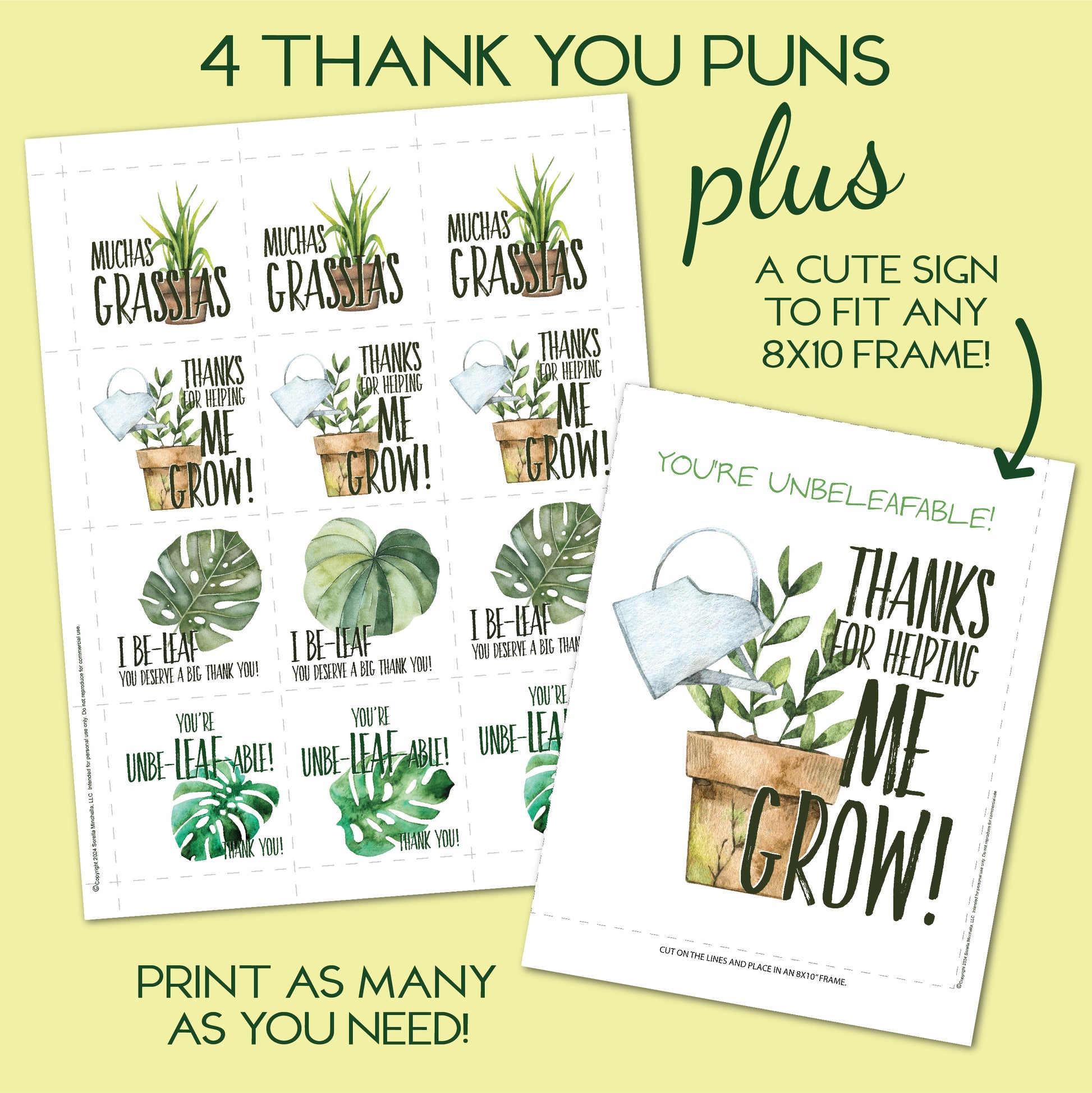 thank you succulent puns Square Grad Party Favor Tags with Plant Theme and Plant Puns – Succulents & Plant Gifts by Sorella Minchella