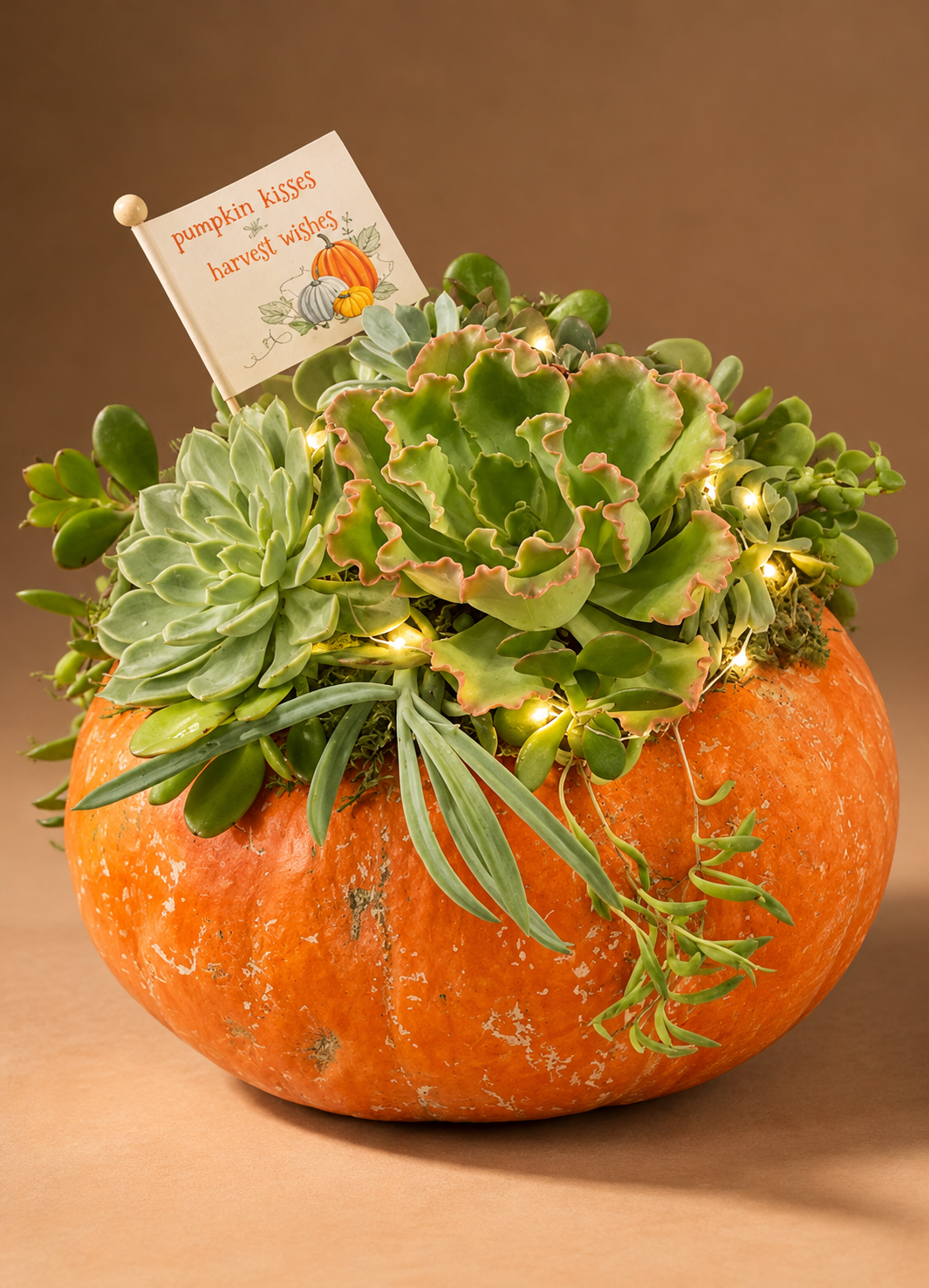 Real Succulent Pumpkin Arrangement Fall Centerpiece
