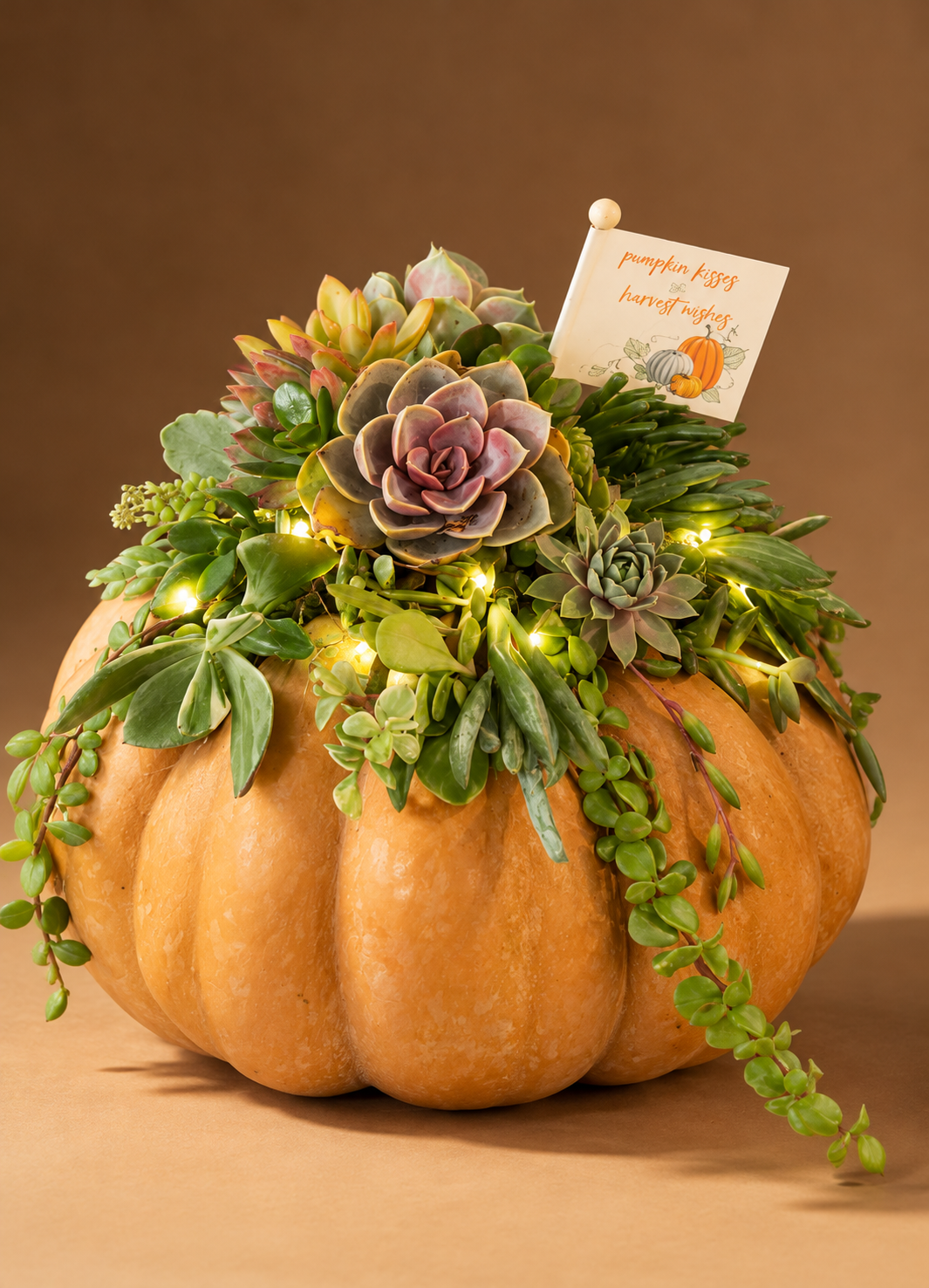 Real Succulent Pumpkin Arrangement Fall Centerpiece