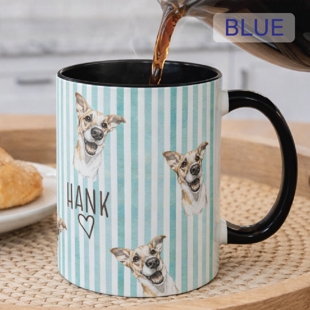Custom Pet Striped Mug, Personalized Pet Art Mug [S2]